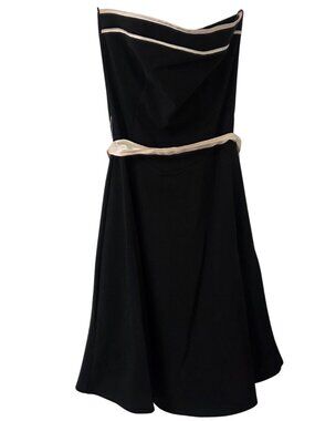 Strapless Midi Dress | Black w/ Off-White Silk Accents